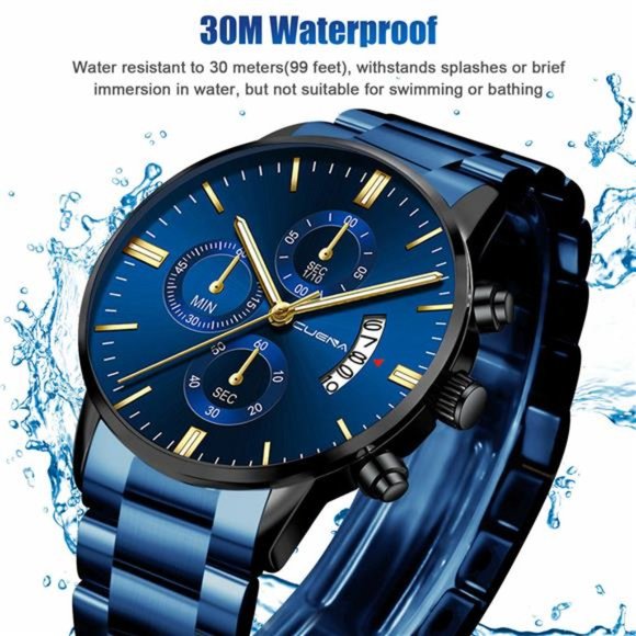 Waterproof Men Watch Relojes De Hombre Stainless Steel Quartz Classic Wristwatch - Picture 6 of 10